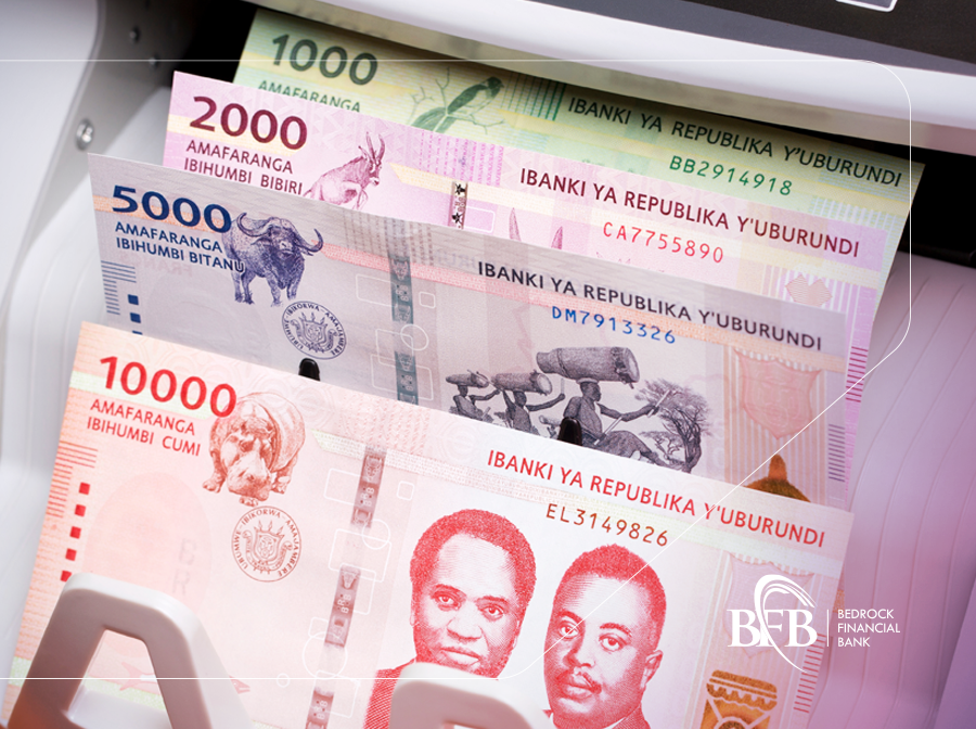 Burundian franc banknotes representing treasury investments